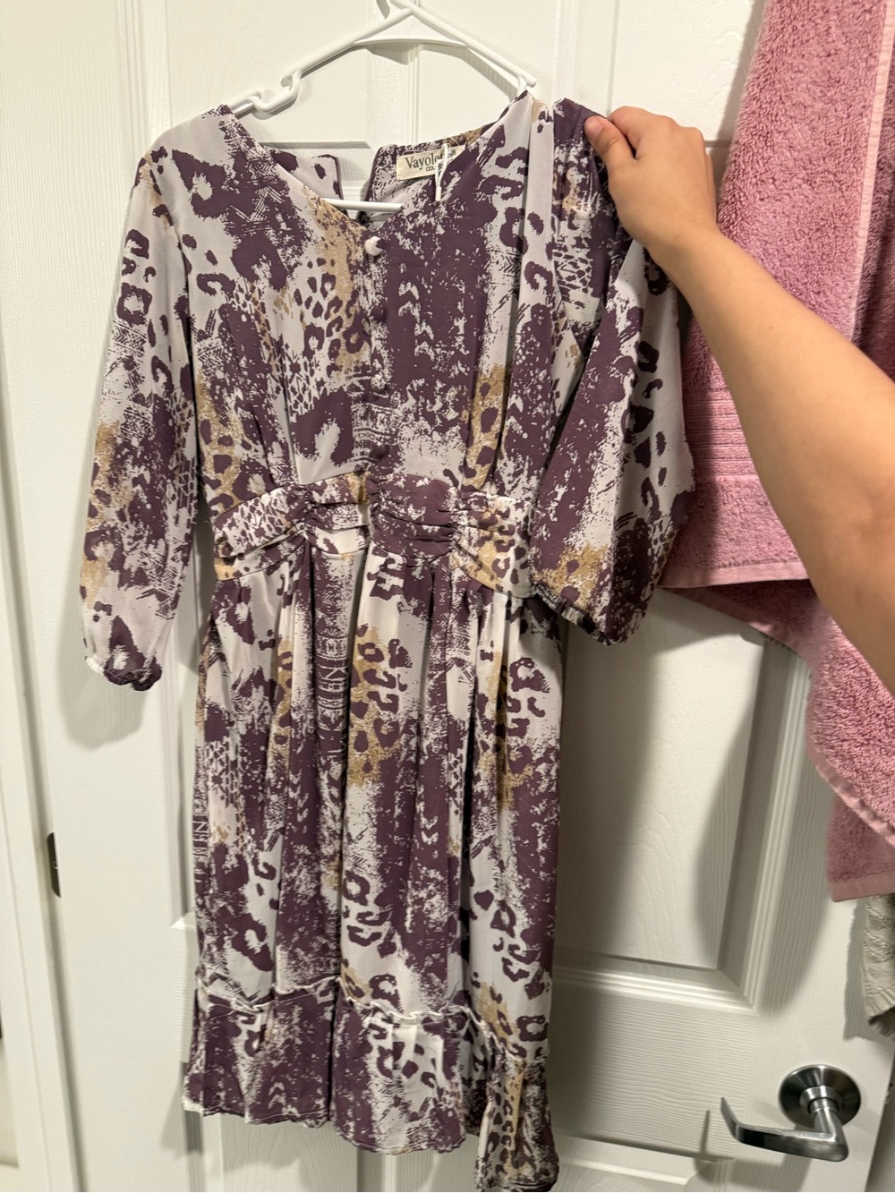 Purple Print Midi Dress